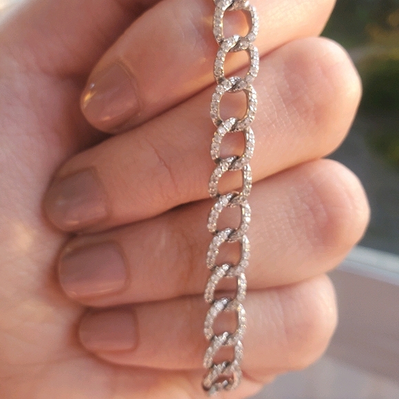 Silver Chain Bracelet with Rhinestones - Picture 2 of 4